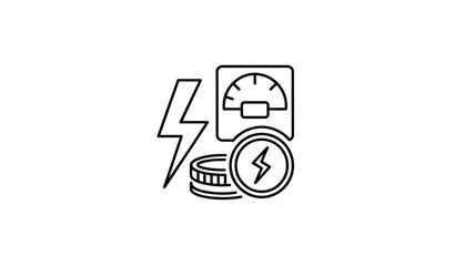 Fototapeta premium Electric energy tariff thin line icon vector illustration isolated on white