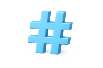 Hashtag social media symbol creating engagement, trending topics, and digital communication on transparent background