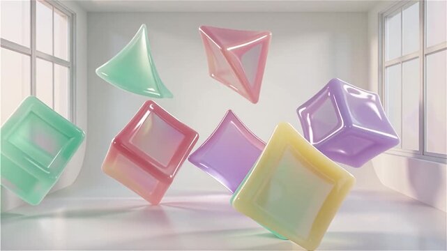 Ultra Cute Abstract Geometric Motion Video Backgrounds | Pastel Triangle Circle & Quadrilateral Shapes | Soft Dreamy Loop able 4K Stock Background Videos