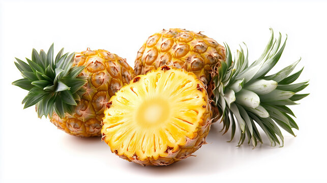 Pineapple with slices isolated on white