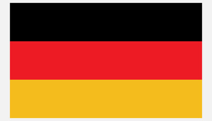 Germany National flag in white background. Flag in black, red and yellow colour. Germany flag with rectangular ,heart and round shapes. vector illustrator. © Ojhastock