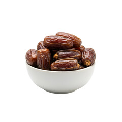 Obraz premium Ramadan food concept, Dates in a white bowl isolated on transparent background