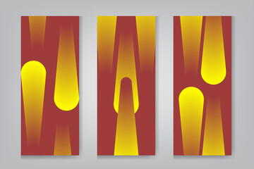Abstract Vertical Banner Background Set with Gradient Shapes in Red and Yellow