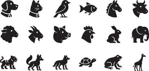 Minimal animals line icon set with clean outlines for apps, websites, infographics, and UI design projects. © MdMoziber