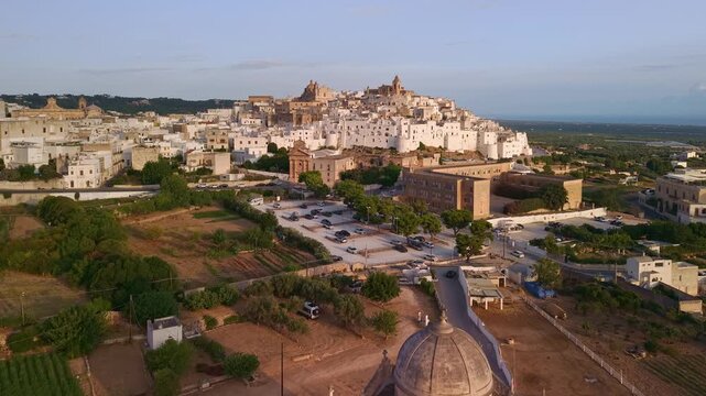 Aerial morning view of Ostuni the White City, Puglia, Italy