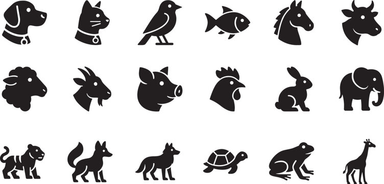 Minimal animals line icon set with clean outlines for apps, websites, infographics, and UI design projects.