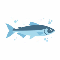 Fototapeta premium Stylized illustration of a dark blue and light blue fish swimming with bubbles