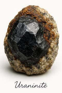 Encyclopedic mineralogy photo of uraninite with rusty weathering crust