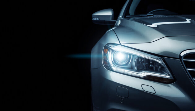 高級車のフロントヘッドライトが放つ洗練された存在感