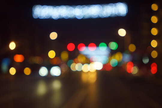 City traffic lights in blur