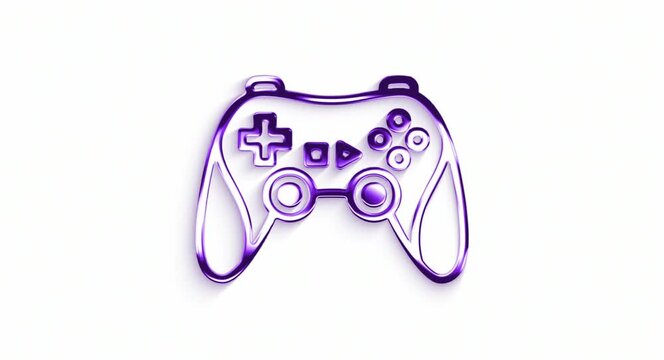 Purple 3 D Gaming Controller with Shiny Surface and White Background for Game or Technology Concepts