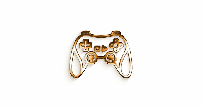 Golden Game Controller with Buttons and Joysticks on White Background for Gaming and Technology Concepts