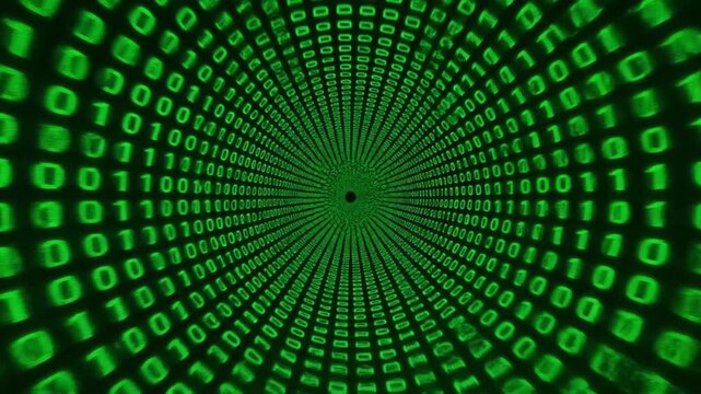 Green Binary Code Background Digital Tunnel Vision Technology