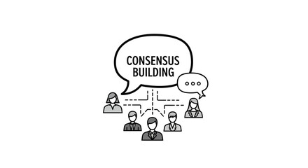 Obraz premium Teamwork consensus building illustration with people discussing ideas