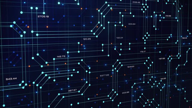 Abstract control panel, circuit board, circuit diagram with traces, connections and signal lights. Conductor path, data processing, reflections, LED or diode light, technology, sciences.