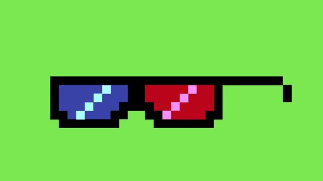 Relive classic digital entertainment with these pixelated 3D vision spectacles, an iconic symbol of retro gaming and vintage cinematic experiences