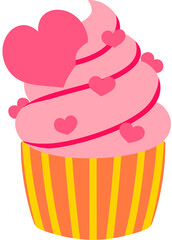 Cupcake with Heart Cartoon