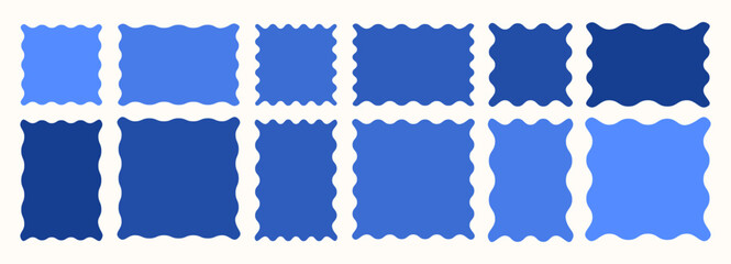 Fototapeta premium Wavy organic rectangle set with wavy square and rectangular shapes and irregular doodle lines. Designed for modern text boxes, quotes, and playful graphic templates