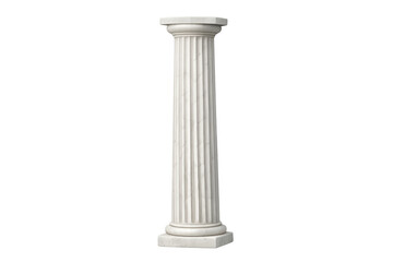 Naklejka premium White marble fluted classical column or pillar with square pedestal base on transparent background