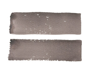 Abstract brownish gray, coffee, dark, muted color watercolor stroke with granulation texture. Hand drawn paint brush element. Artistic backdrop for card design presentation.