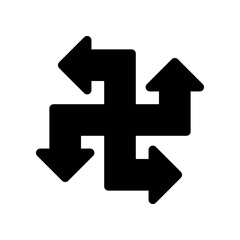 Obraz premium Abstract Four Arrows Icon Showing Directional Movement And Navigation For Digital Interfaces