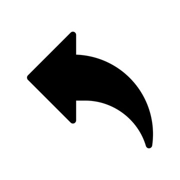 Bold Black Curved Undo Arrow Icon Pointing Left for Backward Action UI