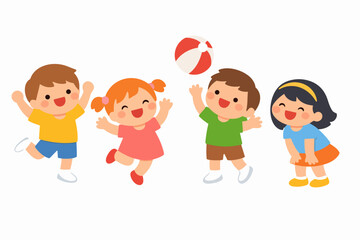 Children playing ball game together, experiencing joy and teamwork in childhood