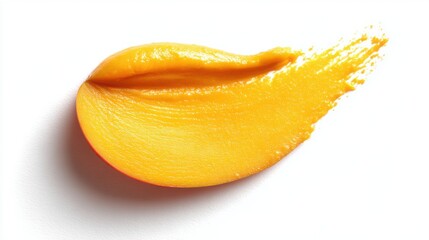 Thick Yellow Paint Smear with Rich Texture Isolated on White Background