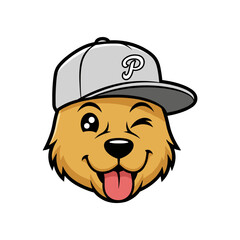 Playful Winking Dog Mascot in a Baseball Cap
