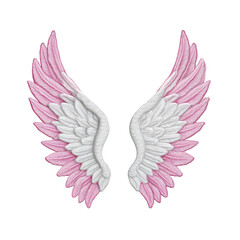 Obraz premium White and Pink Angel Wings Isolated on White Background