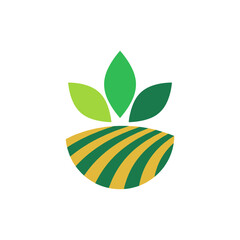Green Agricultural Field with Growing Leaves Icon