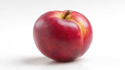 Fresh Red Nectarine Fruit Isolated on White Background