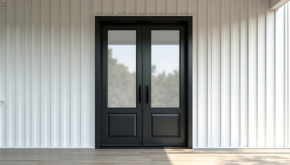 Fototapeta premium Modern Black Double Doors with Glas