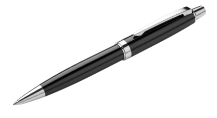 Black and Silver Metal Ballpoint Pen Product Shot