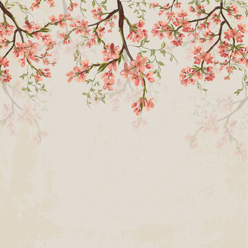 SWEET HANGING FLOWER BACKGRAOUND, BOTANICAL ILLUSTRATION