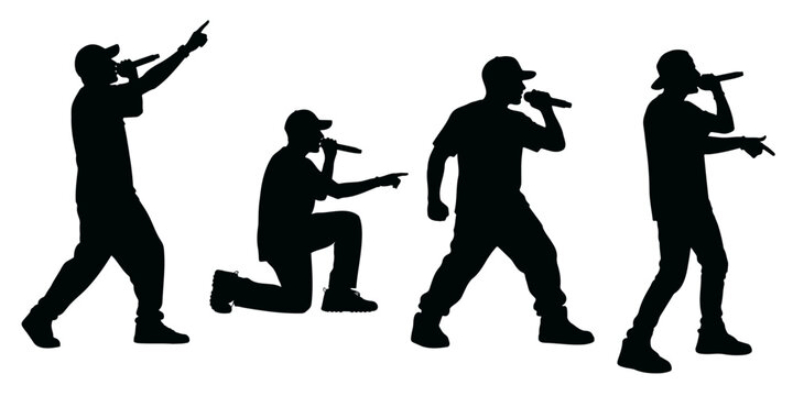 Rapper silhouettes performing on stage collection