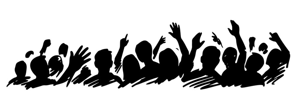 Silhouette of an excited crowd at a live event