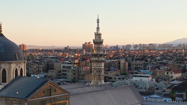 4K drone video of the Umayyad Mosque in Damascus.