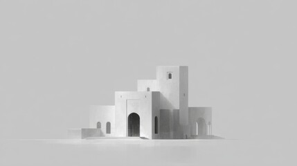 White Architectural Model of a Modern Desert Building Concept
