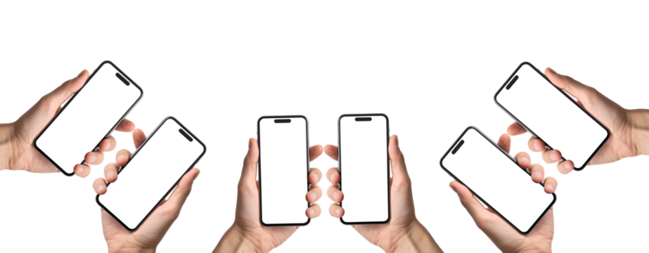 Hand holdibg a modern smart phone with blank white screen - Powered by Adobe