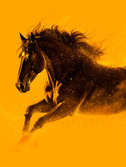 Running horse flowing golden particle style