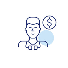 Fototapeta premium Doctor with stethoscope and dollar. Medical service cost, healthcare payment, consultation expense. Pixel perfect, editable stroke vector icon