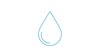 Clean Water Drop Icon, Simple Blue Line Art, Hydration Concept, Isolated on White Background