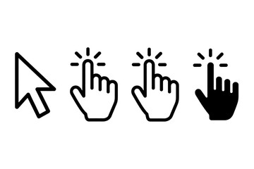 Obraz premium A set of four black and white computer cursor icons arranged horizontally.