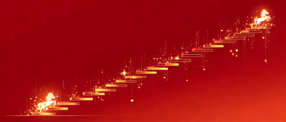 Year of the Horse career blessing golden particle poster climbing the ladder