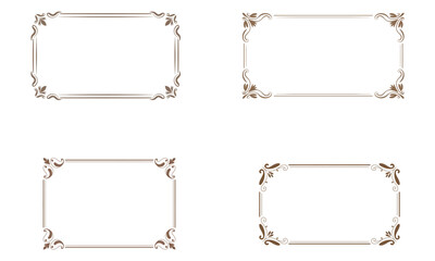 Minimal floral rectangular frame border design set
