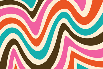 Obraz premium Retro Colorful Wavy Abstract Pattern