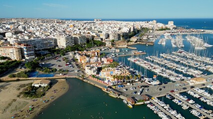 Fototapeta premium Torrevieja port, Alicante, Spain. Port - dock in the town by the mediterranean sea