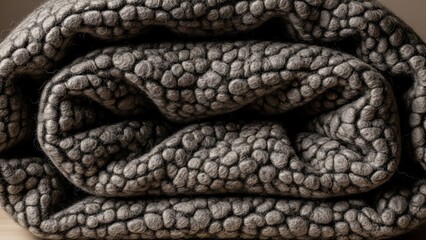 Fototapeta premium Soft gray sheepskin rug with textured surface.
