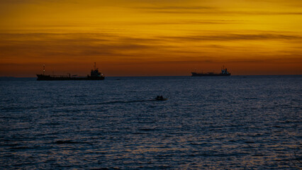 view of the sky at sunset on the beach in Makassar
